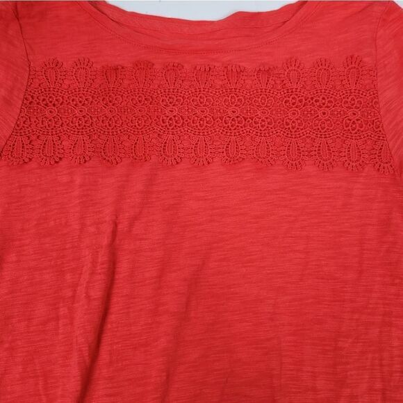 Talbots Petite Crochet Lace Yoke T-shirt - Picture 2 of 6